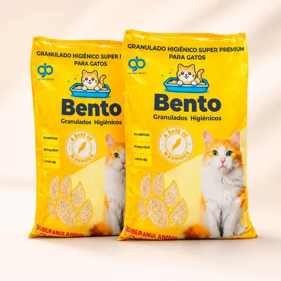 Areia Mandioca Natural 100% Biodegradável Higiênica para Gatos Sem Odor 2 a 4 Kg