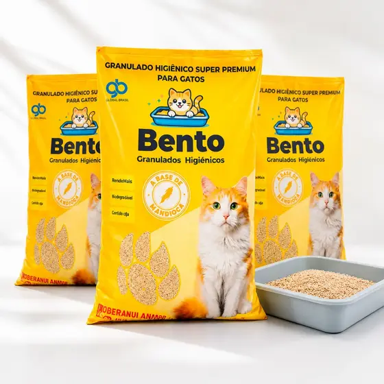 Areia Biodegradável Gato Mandioca 2 a 4 Kg Natural 100% Sem Odor