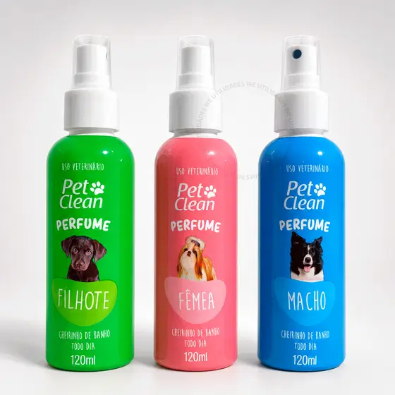 Perfume Colônia para Cachorro e Gato Pet 120ml Filhote Macho Fêmea Banho e Tosa