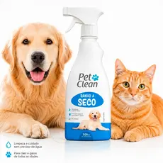 Banho A Seco Pet Clean Liquido Spray Sem Enxágue Para Cães E Gatos 500ml
