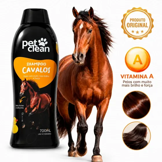 Shampoo para Cavalo Pet Clean Condicionador Neutro 700ml Fortalecedor Saudável e Brilhante