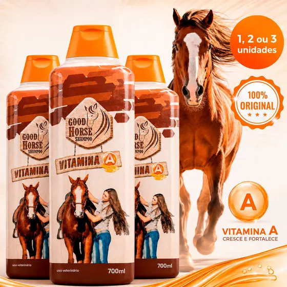 Shampoo Para Cavalo Good Horse Vitamina A 700ml Crescimento 1 2 ou 3 Unidades