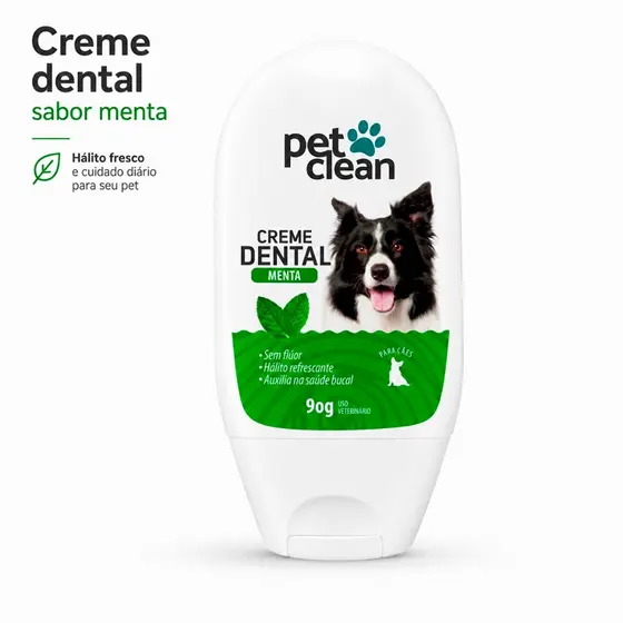 Creme Dental Pet Clean Sabor Menta Cães Gatos Cachorro Gel Pasta De Dente Previne Mau Hálito