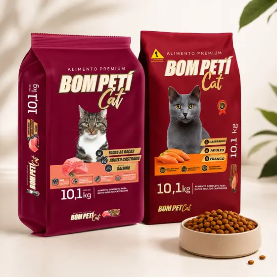 Ração Bompetí Cat Salmão e Frango Adulto Todas as Raças Castrado 10,1KG