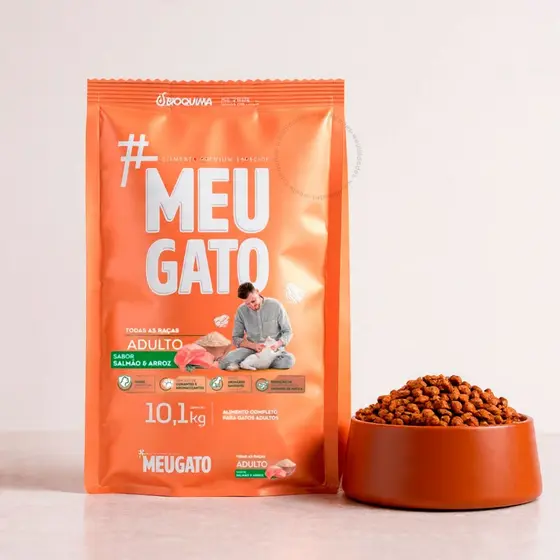 Ração Meu Gato Adultos Todas as Raças Sabor Salmão e Arroz Frango  10,1Kg Pets