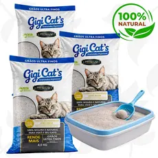 Areia de Gato Biodegradável 12kg Higiênica Grãos Ultra Finos Natural Alto Rendimento Baixo Odor