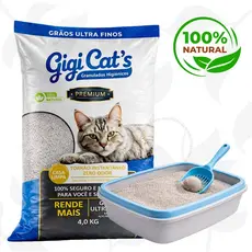 Areia de Gato Biodegradável Higiênica 4kg Grãos Ultra Finos Natural Alto Rendimento Baixo Odor