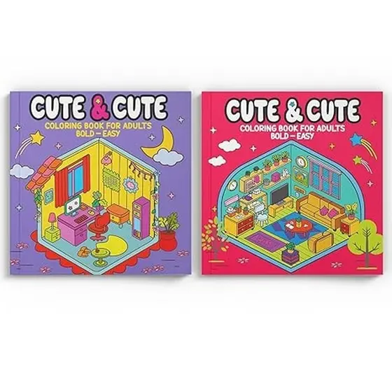 Coleção Cute & Cute Coloring Book for Adults - Kit com 2 Livros de Colorir