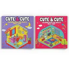 Coleção Cute & Cute Coloring Book for Adults - Kit com 2 Livros de Colorir