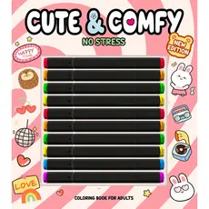 Cute & Comfy New Edition - Livro de Colorir Adulto - 10 Canetas -  No Stress