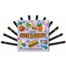 Cute & Comfy Coloring Book for Adults - Fofo e Aconchegante - Livro de Colorir Adulto + 12 Canetas