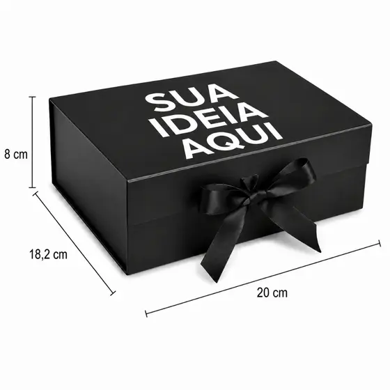 Caixa De Presente Magnética Personalizada 20x18,2x8 Premium Rígida com imã e Fita de Cetim