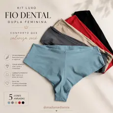 Kit Calcinha Fio Dental Poliamida cos alto sem costura duplo queridinha das clientes
