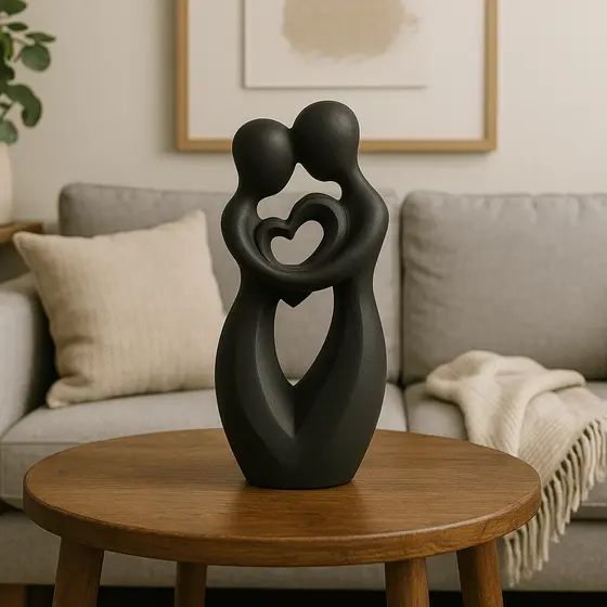 Escultura Decorativa Casal Coração Minimalista Presente Romântico Sala Quarto