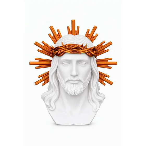 Escultura Sagrado Coração de Jesus Com Halo Dourado – Peça Religiosa Elegante Para Decoração