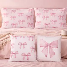 Capa de Almofada 45x45 + Fronha 50x70 Laço Rosa Delicado | Opções
