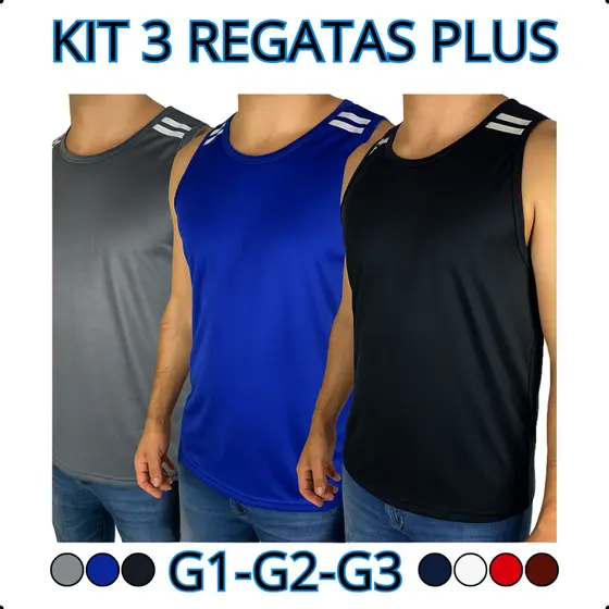 Kit 3 Regatas Esportivas Masculinas Dry Fit – Conforto para Academia e Atividades Físicas