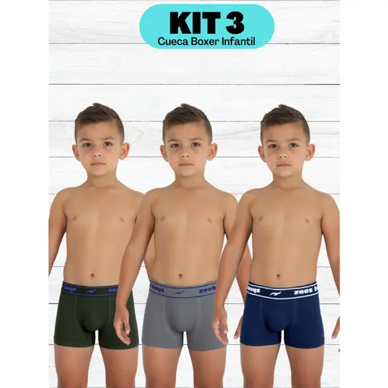Kit 3 - Cueca Boxer Zee Rucci Sem Costura Para Meninos De Tecido Leve E Confortável