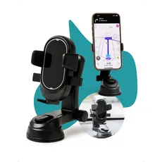 Suporte Veicular Para Celular 360° Rotação Com Ventosa Universal Ajustavel Trava Flexivel