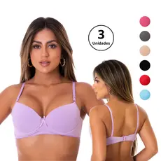 Kit 3 Peças Sutiã Com Bojo Básico Sutiã Feminino Sutian Com Bojo Sutiã