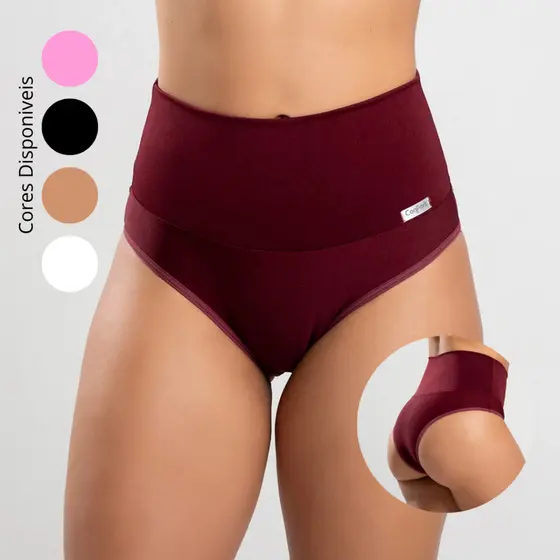 Kit 4 Calcinha cós alto segura barriga Cinta Modeladora Feminina calcinha cintura alta