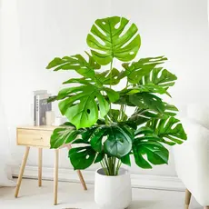 18/24 Folhas Costela De Adão Artificial Buquê 75 Cm Verde Natural Planta Artificial