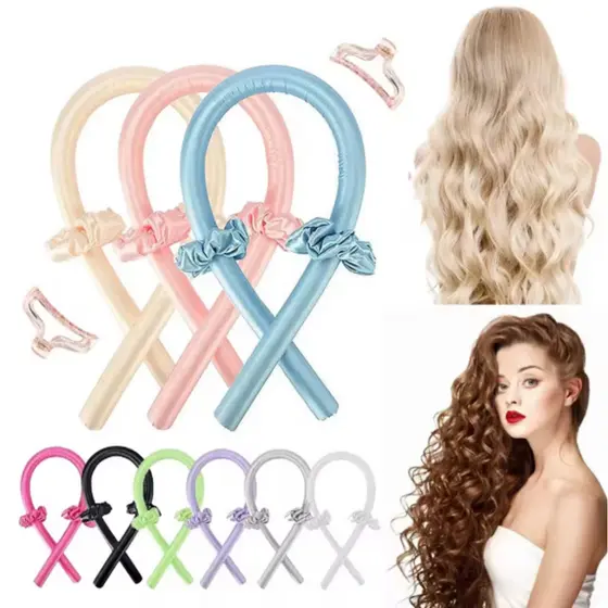 Modelador de Cachos de Cetim Sem Calor para Dormir Faixa de Cabelo Modeladora Scrunchies 