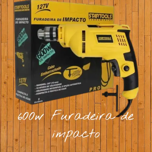 Furadeira Impacto Potente Multifuncional 127V Amarela Resistência Praticidade