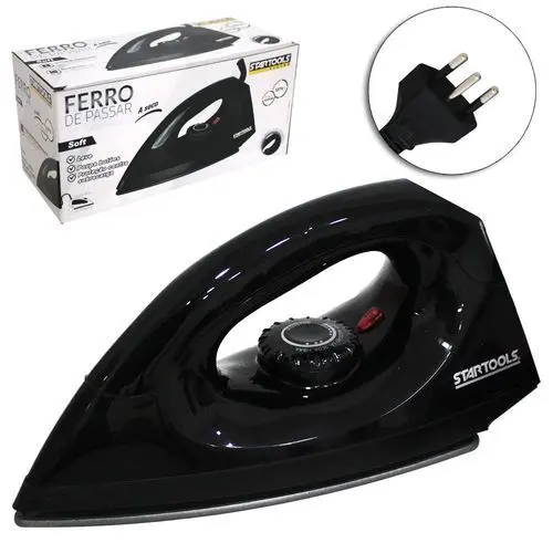 Ferro Passar Roupa Leve Compacto Preto