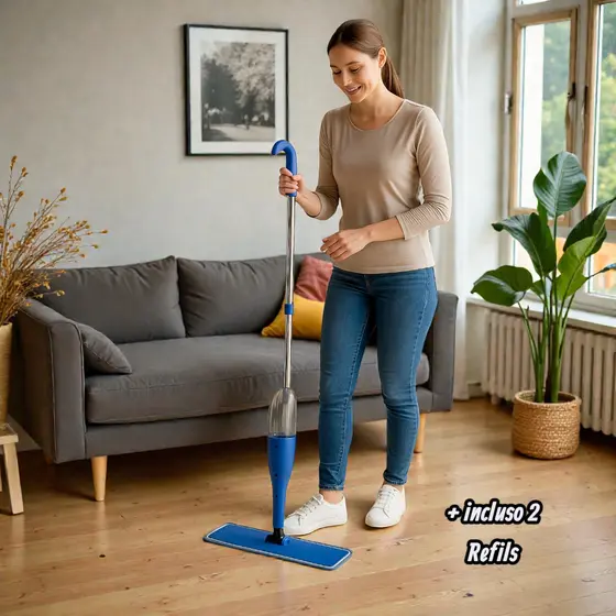 MOP Spray Rodo Esfregão com Reservatório Rodo Magico Limpa Seca