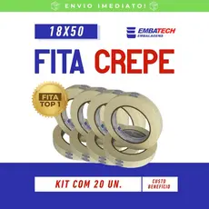 KIT PROMOCIONAL Fita Crepe Branca Para Empacotamento ou Pintura 18x50  Embatech Resistente Alta Fixação