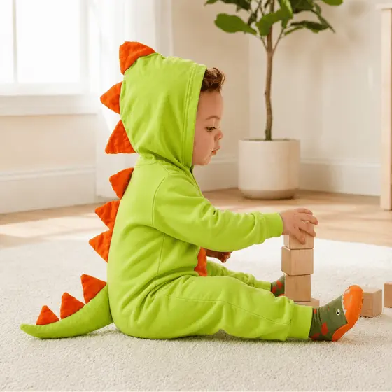 Macacão Moletom Felpado Dinossauro Catitos | 0 a 6 anos - 307 Macacão grosso e fofinho por dentro