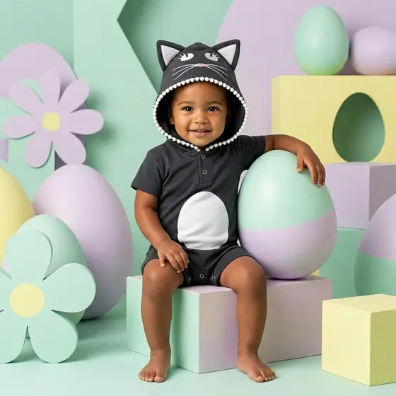 Macacão Fantasia Gatinha Catitos - 358 - 100% algodão - 0 até 6 anos