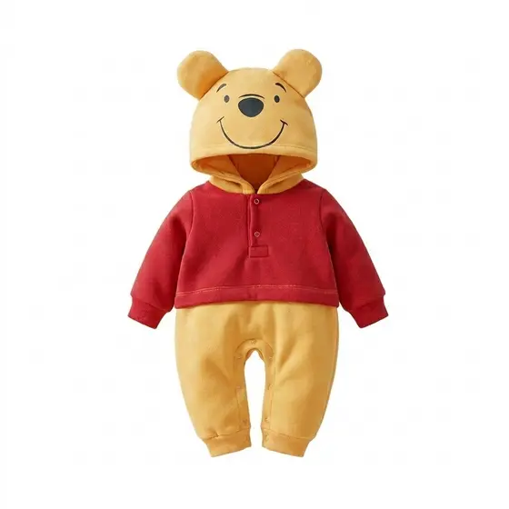 Macacão Moletom Flanelado Ursinho Pooh Catitos | 0 até 6 anos  - 377 Moletom grosso e fofinho por dentro