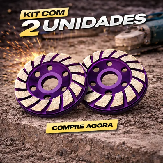 02 Disco De Desbaste Rebolo Diamantado Concreto Mármore Para Esmerilhadeira