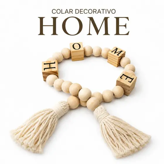 Colar de Mesa Madeira Home  Enfeite Colar Decorativo Luxo 70cm