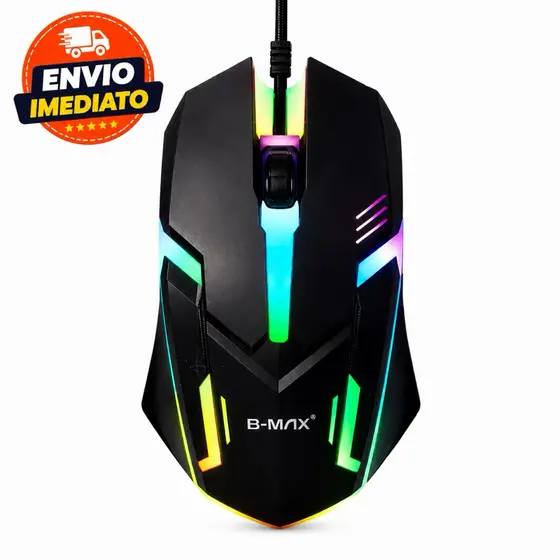 Mouse Gamer RGB LED B-Max BM617 USB Ergonômico Com Fio Para PC Notebook Jogos