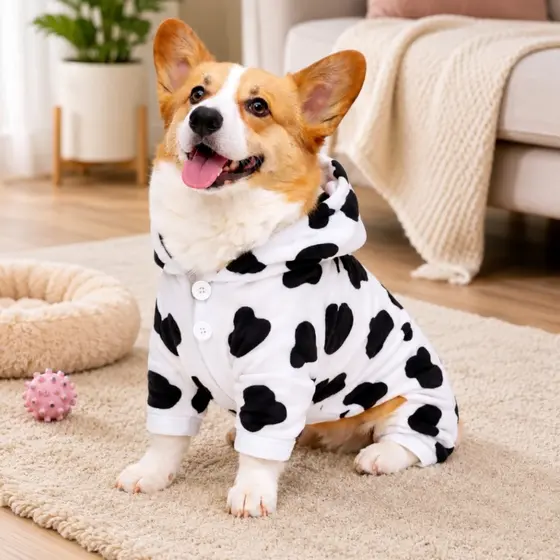Roupa Moleton Vaquinha Para Cachorro Roupinha Pet Inverno Frio Com Capuz