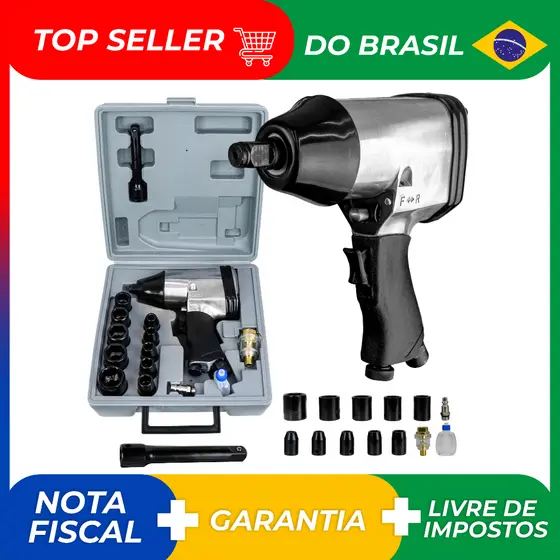Kit Chave Impacto Pneumática 1/2 32kgfm 17 acessórios Rocking Dog TCH32