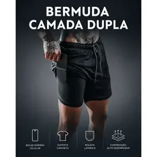 Bermuda 2 em 1 Térmica Masculina Forro de Compressão
