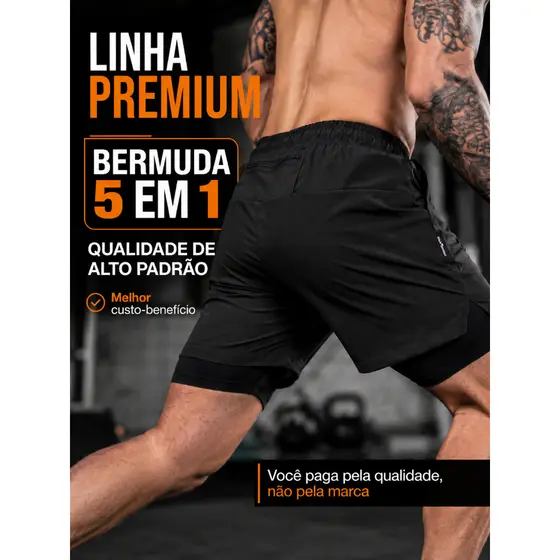 Bermuda Compressão 5 em 1 Esportiva Premium - Treinos - Academia - Corridas