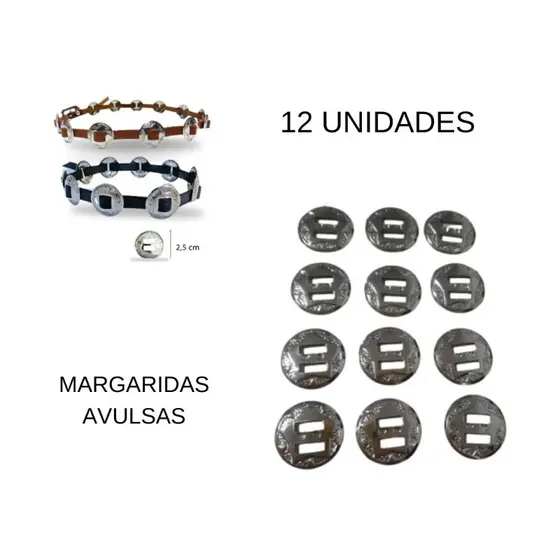 Kit 12 Margaridas Inox estrela com dois furos para bandinha chapéu