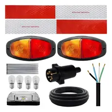 Kit Elétrico Instalação Carretinha Reboque com Cabo 4 Metros Tomada Macho 6 Polos