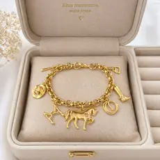 Pulseira Feminina com Pingentes Country Cavalo Cavalgada Cod.P73