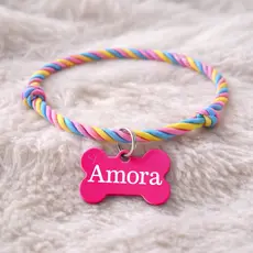 Coleira com Pingente para Cachorro ou Gato com Nome Personalizado e Telefone J3