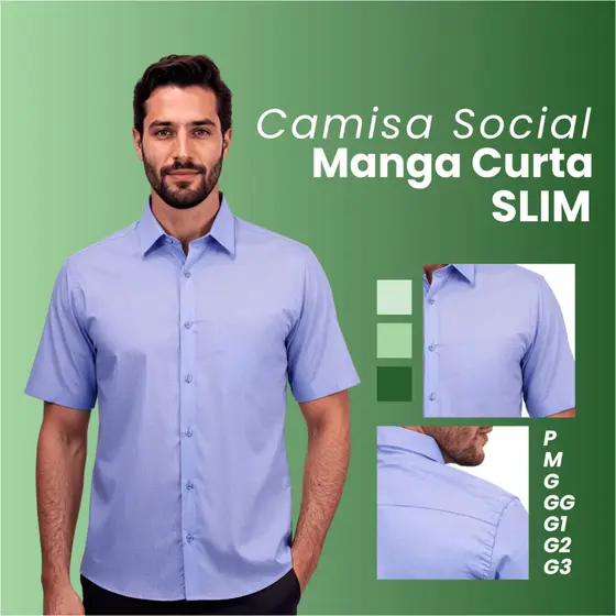 Camisa Social Masculina Slim Fit Elastano Premium Blusa Social Masculina Camisa Social Manga Curta