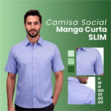Camisa Social Masculina Slim Fit Elastano Premium Blusa Social Masculina Camisa Social Manga Curta