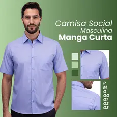 Camisa Social Masculina Manga Curta Forma Tradicional Tecido Não Amassa Blusa Social Masculina Elastano