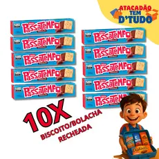 Kit 10 Biscoitos Passatempo Sabor Chocolate Bolacha Nestlé 130g