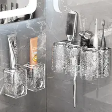 Suporte Acrílico Para Escova Dispenser De Pasta De Dente Automático Com Copo Luxo